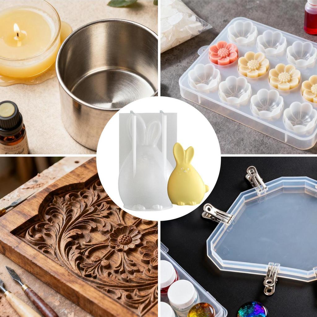Easter Bunny Silicone Mold Cute 3D Silicone Geometric Facet Thanksgiving Supplies Bunny Shaped Mold For Holiday Party Offices