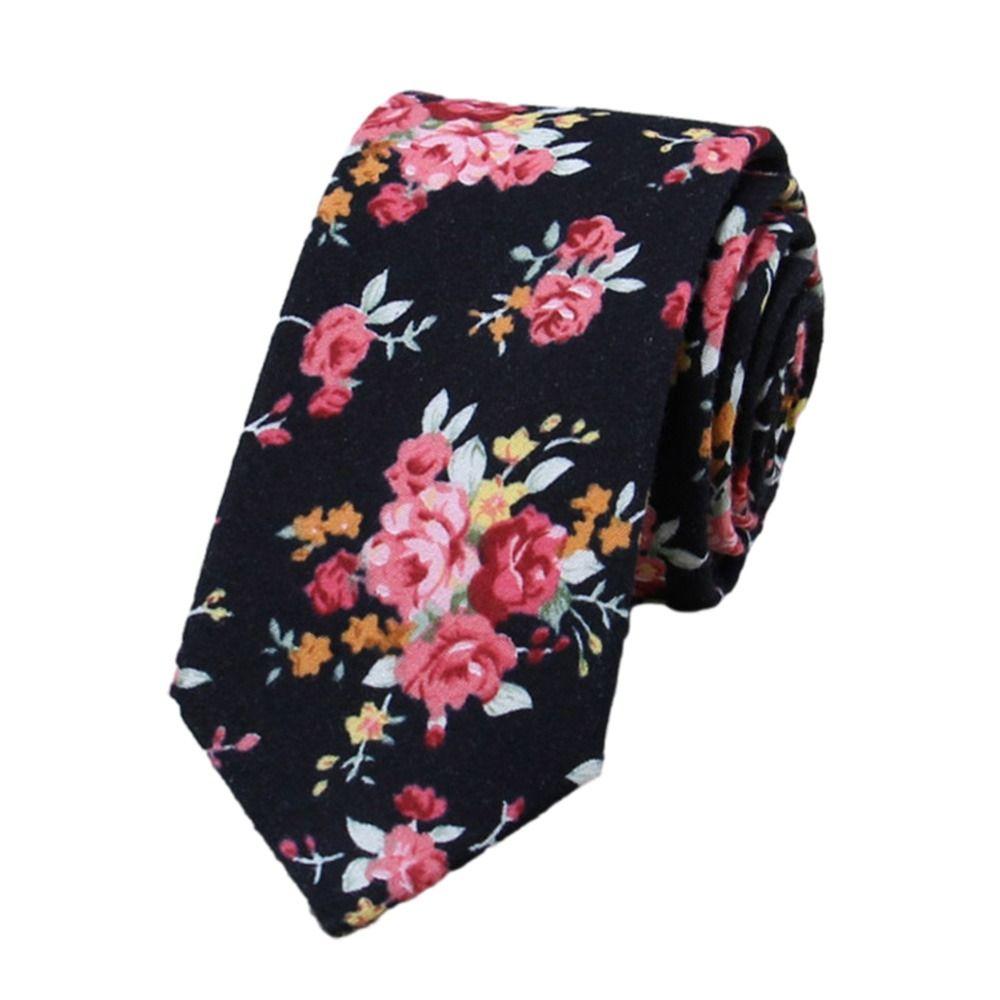 1pc Floral Elegant Tie For Men Women Cotton Beautiful Flower Paisley Necktie Narrow Skinny Cravat Wedding Casual Tie