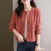 2026 Women's Round Neck Cable Knit Cardigan - Autumn/Winter Trendy Short Sweater Coat