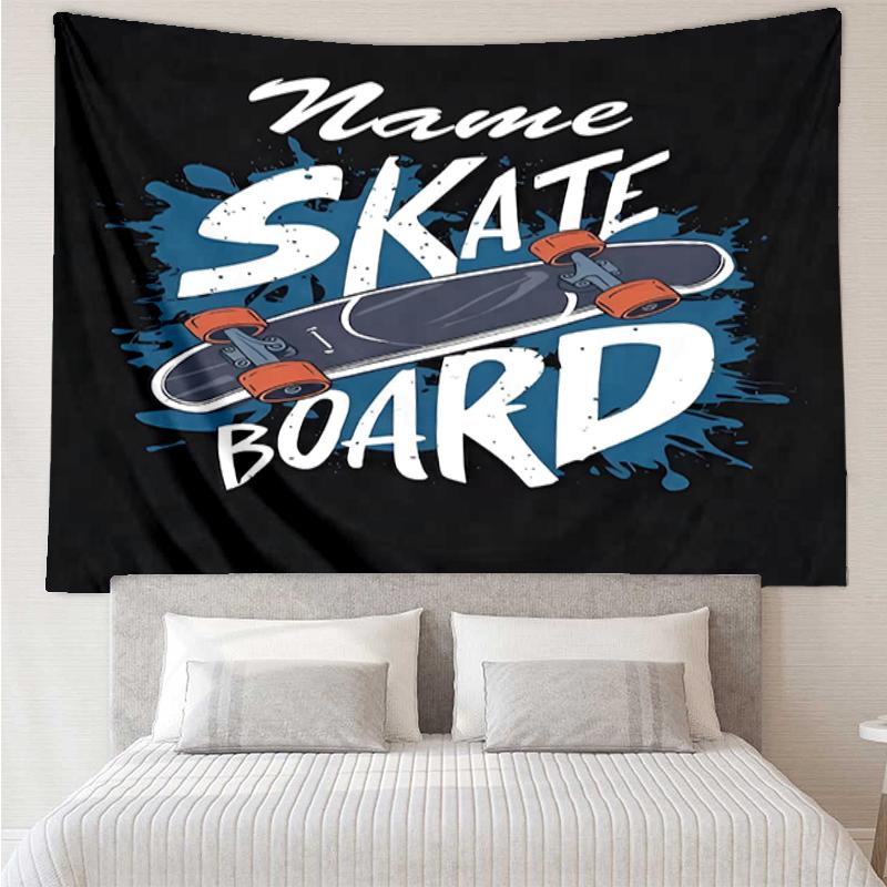 Custom Name skateboard Print Tapestry, Backdrop, Easy Setup, Ideal for Bedroom, Office & Living Room, with Aesthetic Wall Hanging Decor.