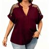 Women's Fashionable Casual Loose-Fit Comfortable V-Neck Mesh Sequin Plus Size Top