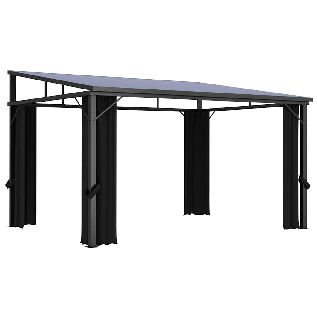 Pavillon mit Vorhängen 405 x 294 x 244 cm Anthrazit