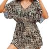 New European and American Popular Women's Beachwear Swimsuit Printed Sunscreen Blouse Pleated Swimsuit