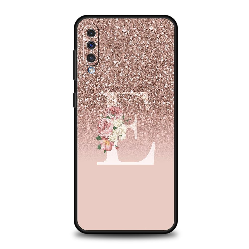 Letter Pink Shiny Phone Case For Samsung Galaxy A56 A36 A26 A34 A17 A16 A06 A14 A12 A54 A72 A24 A22 A20e A52 A50 A40 A32 Cover