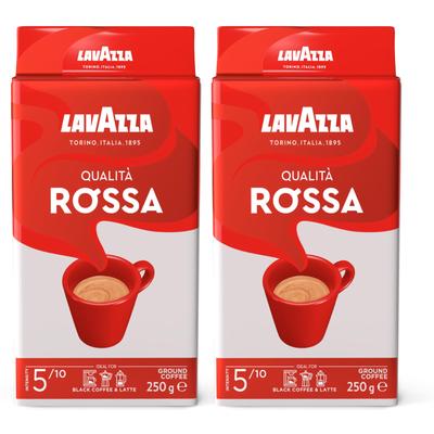LAVAZZA Qualita Rossa Ground Coffee, 500g (250g X 2), for Regular Coffee, Drip Filter, and Espresso