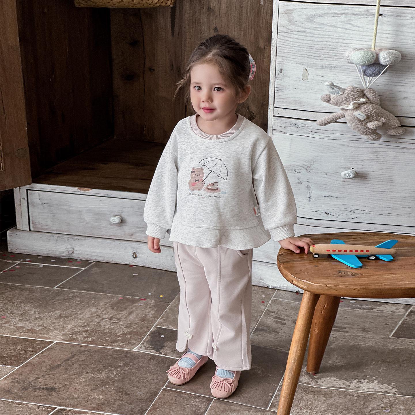 Girls  2026 Spring Korean Style Casual Lace Hoodie Two-Piece Set for Infants 73 cm розовый