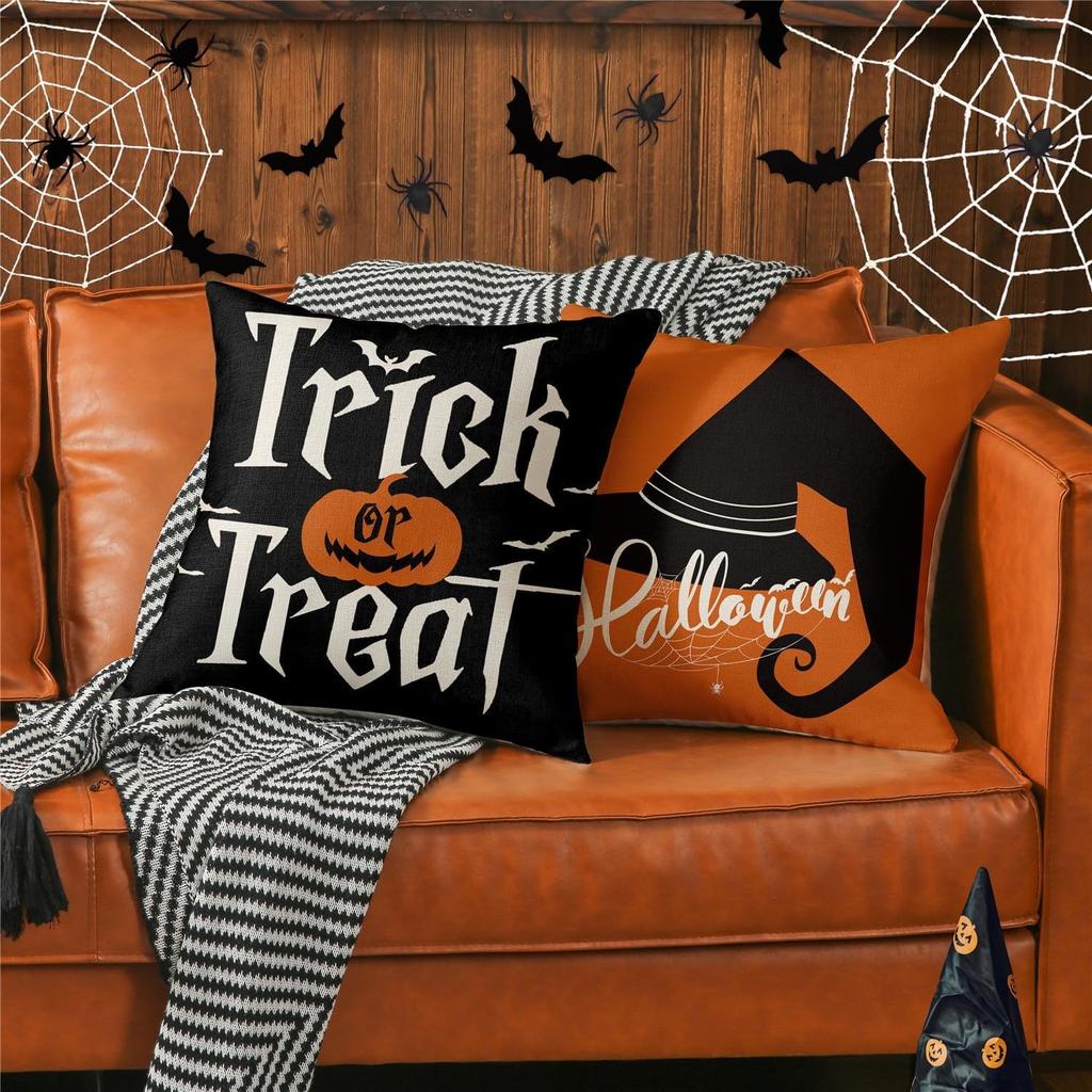 Halloween Pillowcases: Trick or Treat, 31 October, and Witch Hat Designs Sofa cushion cover, holiday party decoration, gift