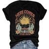 Women's Here Comes The Sun Graphic Tees Retro Vintage Inspired Hippie T-Shirt Tops