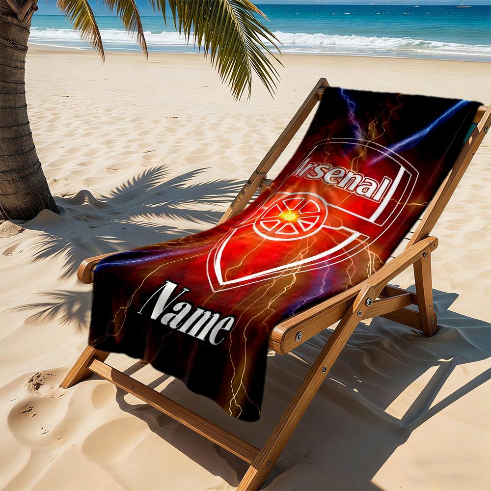 Arsenal Crest Customized Name Beach Towel Super Soft Microfiber Quickdry Fabric Perfect for Traveling Yoga Camping and Swimming