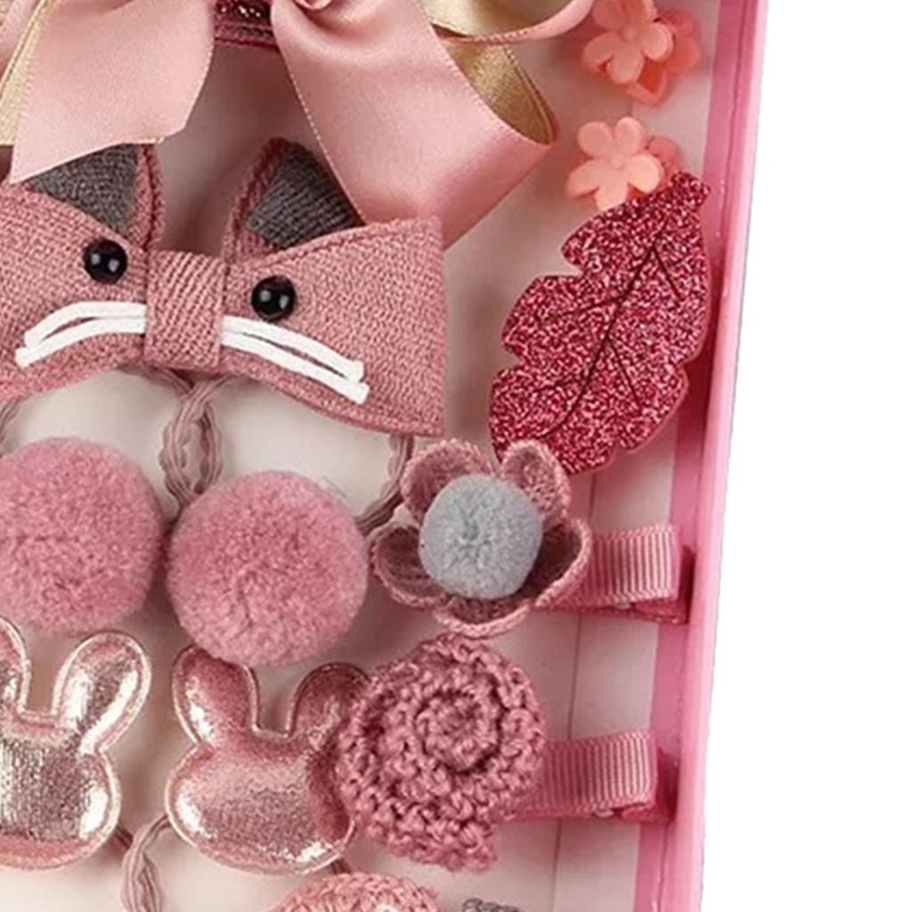Girls Pink Cartoon Cute Hair Clip Hair Tie Set Toddler Kids Hair Accessories Ponytail Holder Claw