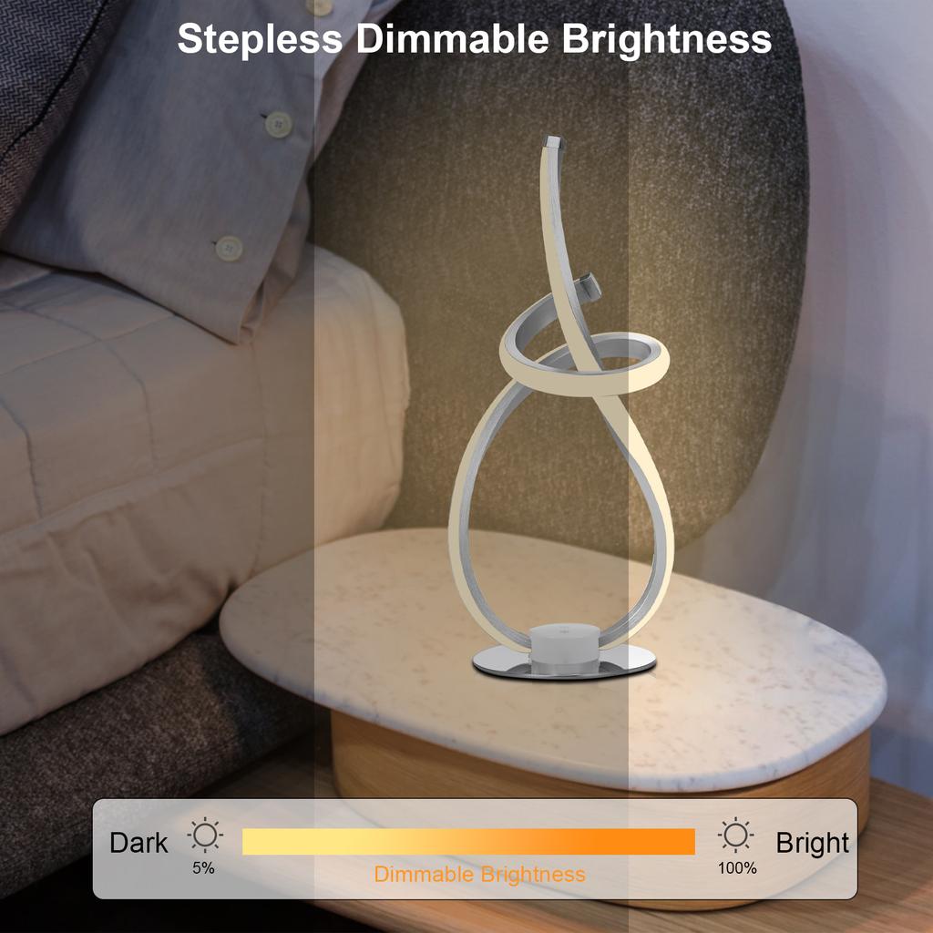 Neoglint Modern Spiral Table Lamp 3 Light Colors Night Light Ambient LED Nightstand Lamp Dimmable