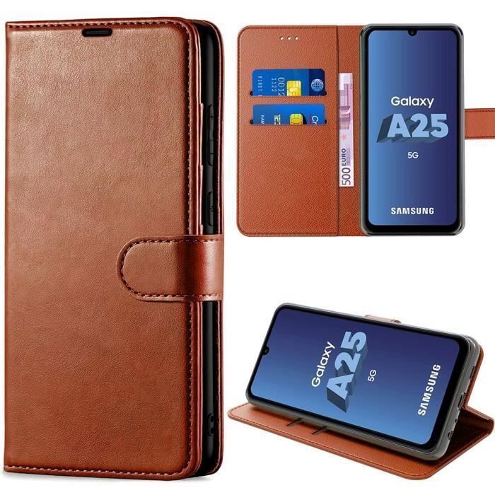 Coque de protection - Samsung - Galaxy A25 5G - Cuir PU - Antichoc - Support réglable