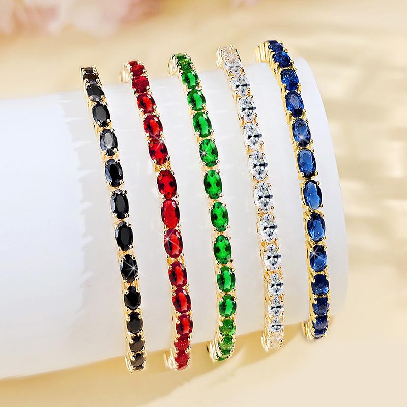 

3-5Mm copper inlaid zircon tennis bracelet women s light luxury fashion eight-character buckle chain