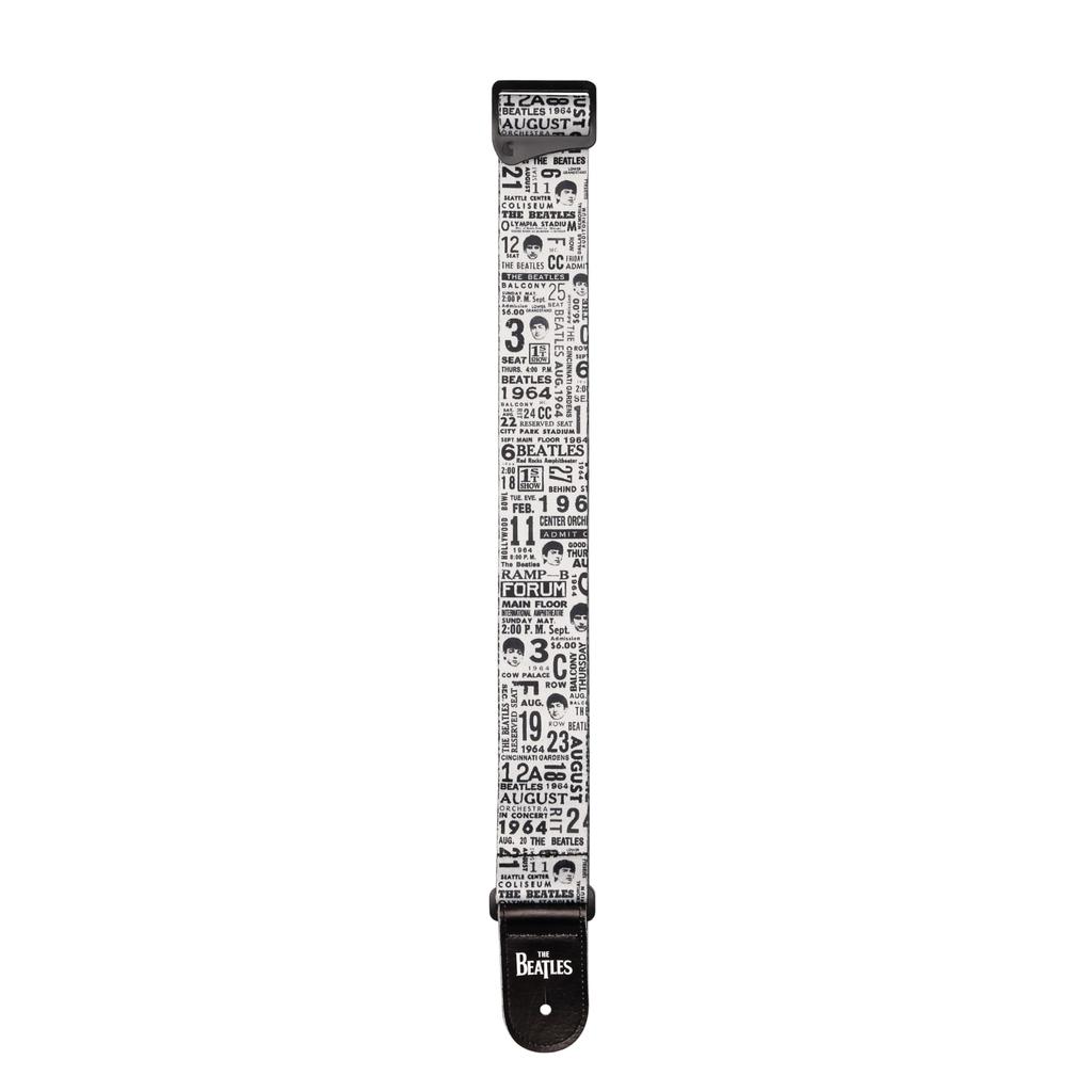 The Beatles US Tour 1964 Collection Ticket Stubs Black and White Guitar Strap 50BTL13 D'Addario