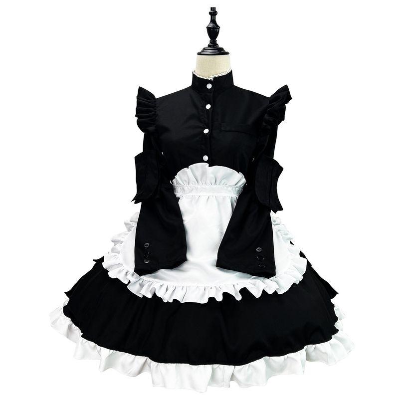Chinese Style Kung Fu Maid Outfit for Women, Plus-Size Long-Sleeve Maid Cosplay Costume Performance Outfit