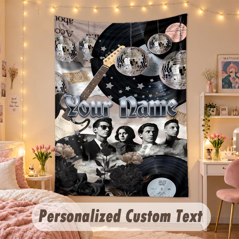 Custom Personalized Tapestry,Arctic Monkeys Print Custom Name Text Wall Art Hanging for Bedroom