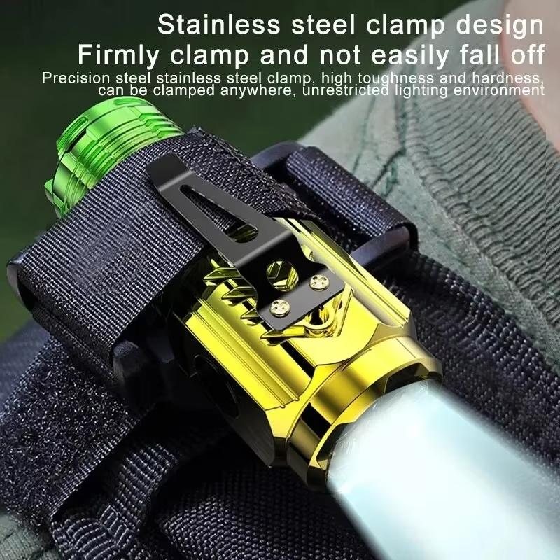 Mini LED Flashlight with Pocket Clip Type-C Rechargeable Magnetic Torch 5 Modes Waterproof Light for Outdoor Camping Hiking Use