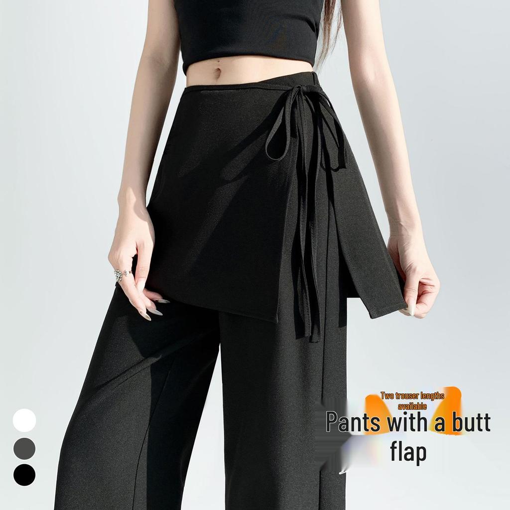 Design-Forward High-Waisted Drapey Skirt Pants Suit - Slim-Fit Casual Wide-Leg, Spring/Summer 2026
