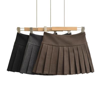 2026 New College Style Spicy Pleated High-Waisted Mini Skirt with Sexy Slit and Anti-Exposure Design
