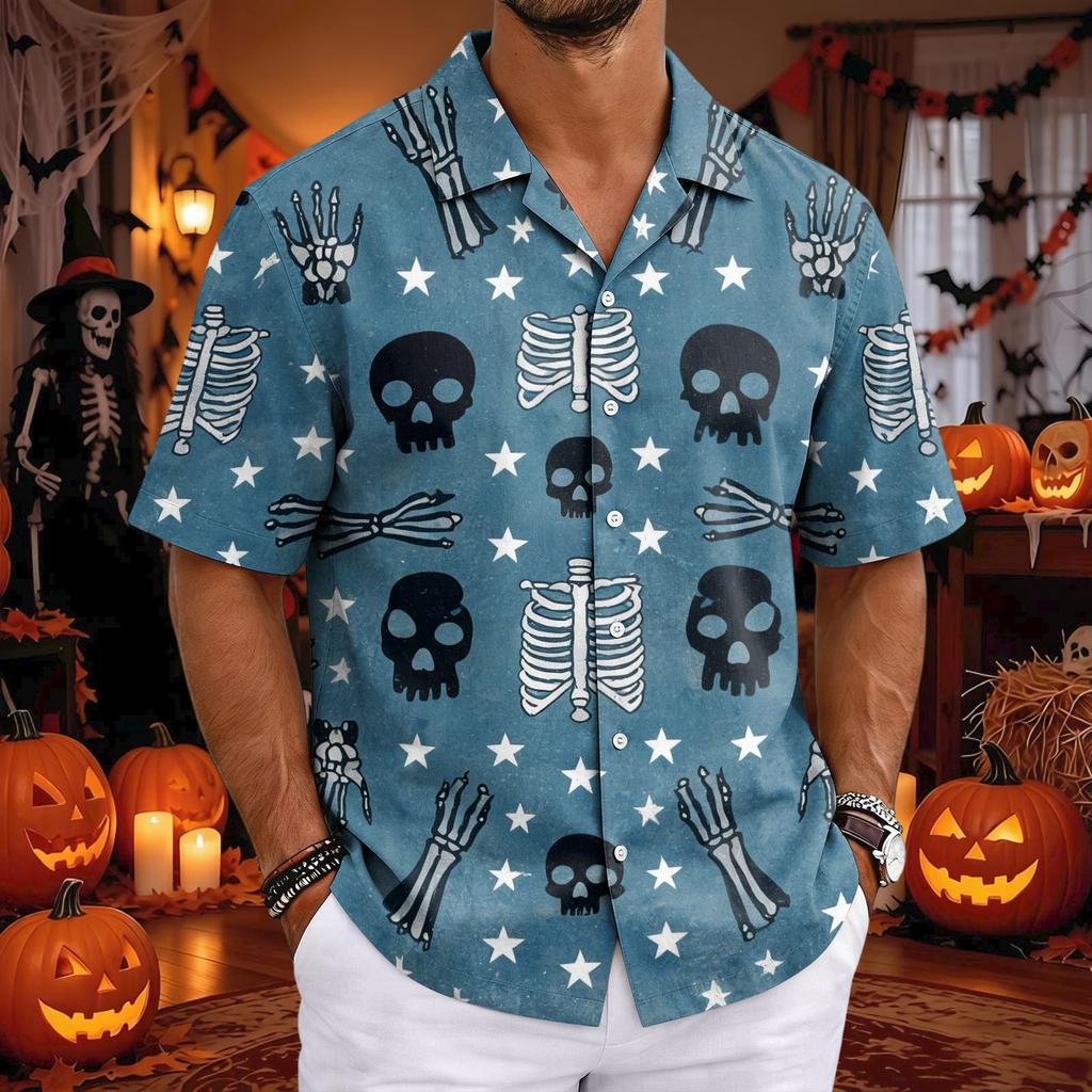 Men's Casual Cuban Collar Short Sleeve Shirt for Summer Basic