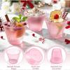 50 Pack Plastic Cups 9 Oz Pink Clear Plastic Cups for Cocktail Fancy Disposable Cup for Party Stemless Wine Glasses for Wedding Thanksgiving Christmas