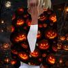 Women's Long Sleeve Knit Cardigan with Halloween Print Button Front for Fall Parties