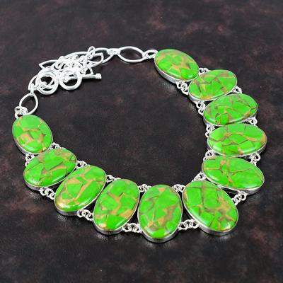 Koppargrön Turkos Halsband 925 Sterling Silver Halsband Ädelsten Handgjorda Smycken Justerbar Kedja Halsband Jubileumspresent Till Mamma