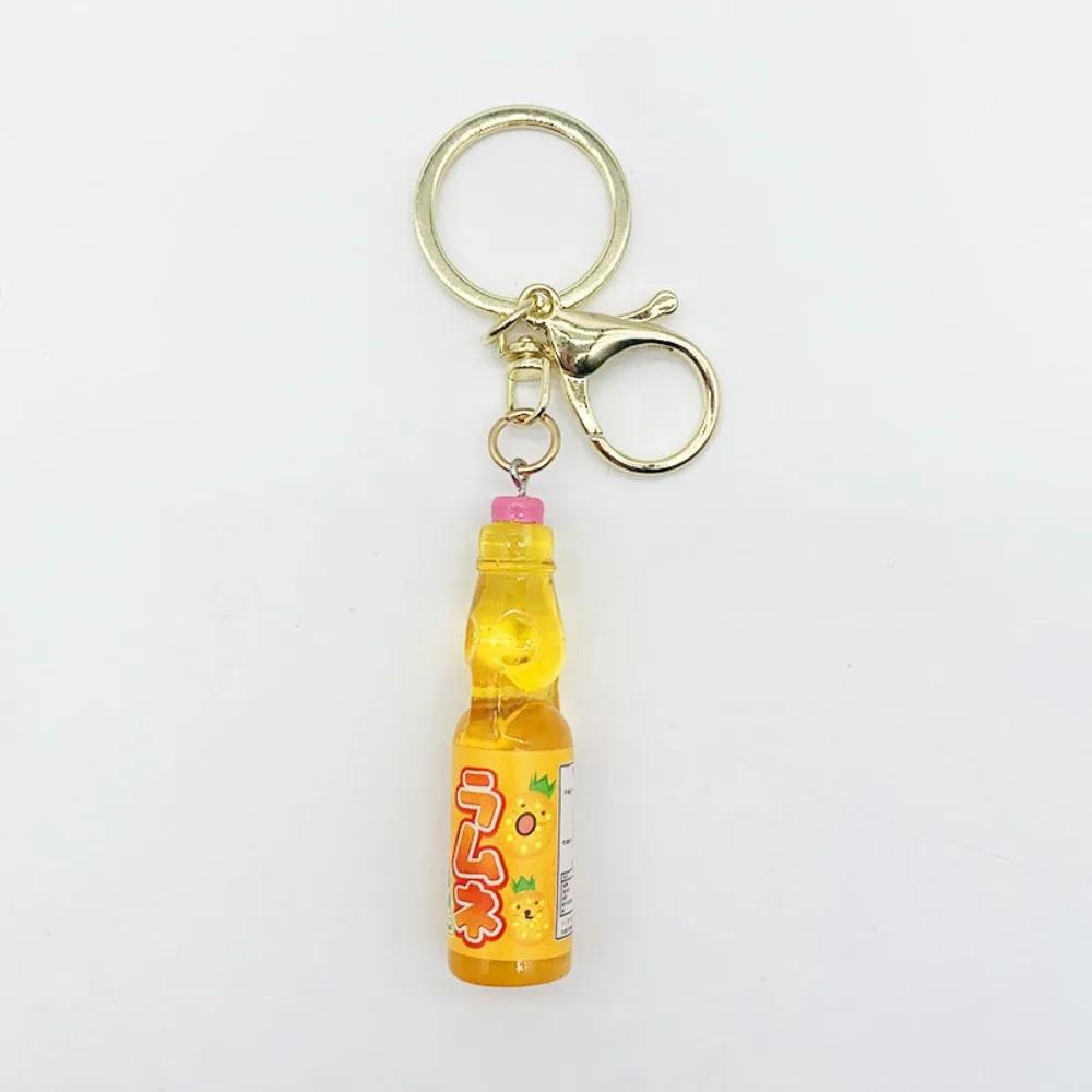 Simulation Marbles Bobble Soda Key Chain Miniature Japanese Ramune Soda keychain Cute Dollhouse Ornaments Bag Accessories