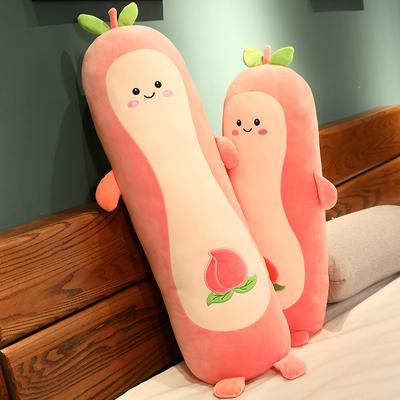 New Peach Throw Pillow Plush Toy Long Pillow Down Cotton Stuffed Large Children's Doll Doll Wholesale Christmas Gift Holiday Congratulations