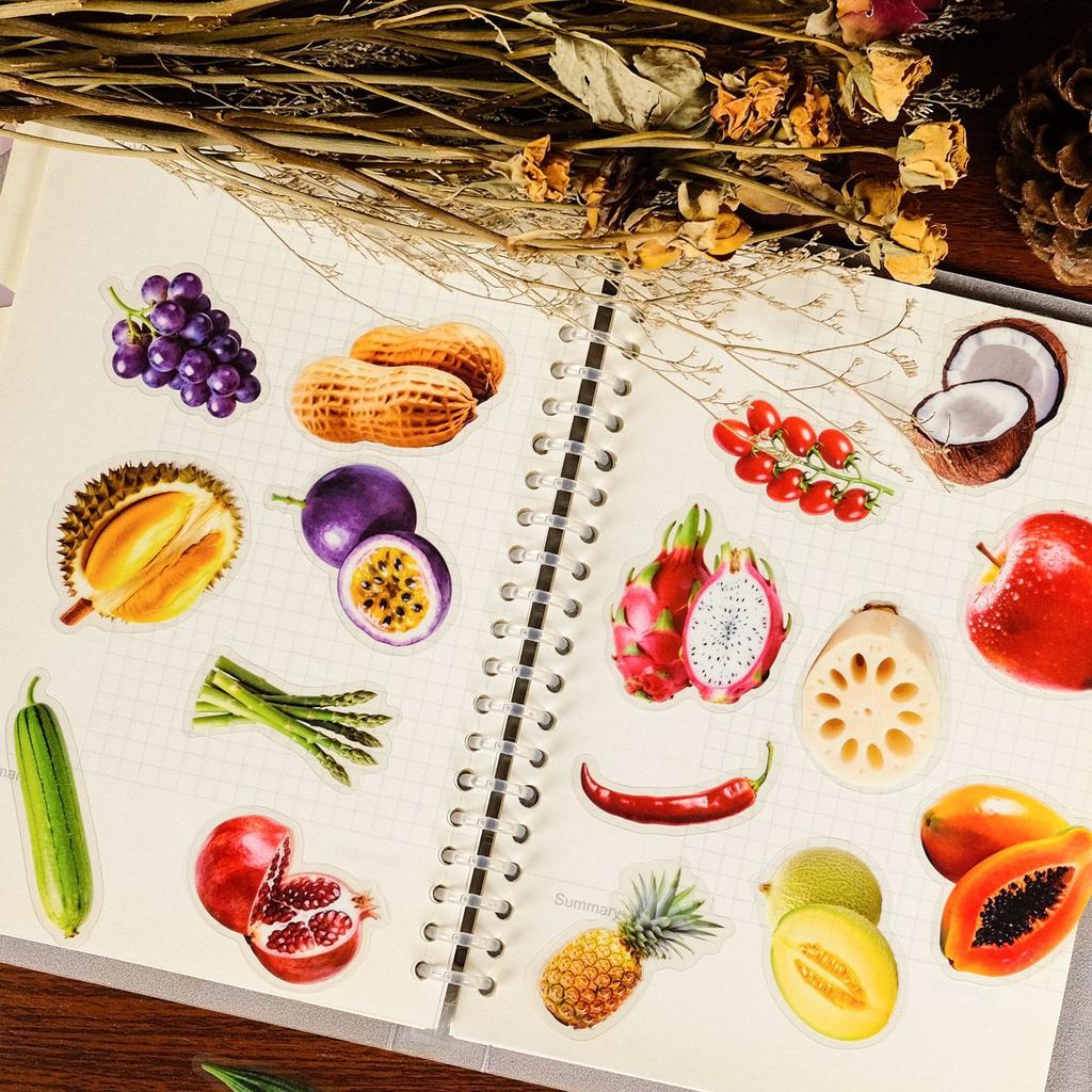 56 Real Fruits And Vegetables Transparent Pet Stickers Realistic Style Food Decorative Luggage Desktop Stickers