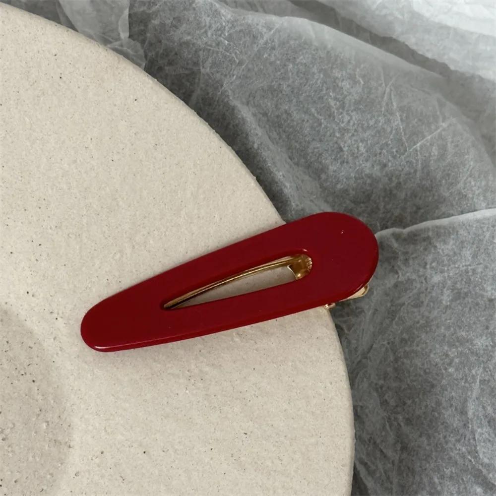 Hot Sale Red Hair Clip French Retro Style Fresh Duck Billed Clip Sweet Broken Hair Clip Women