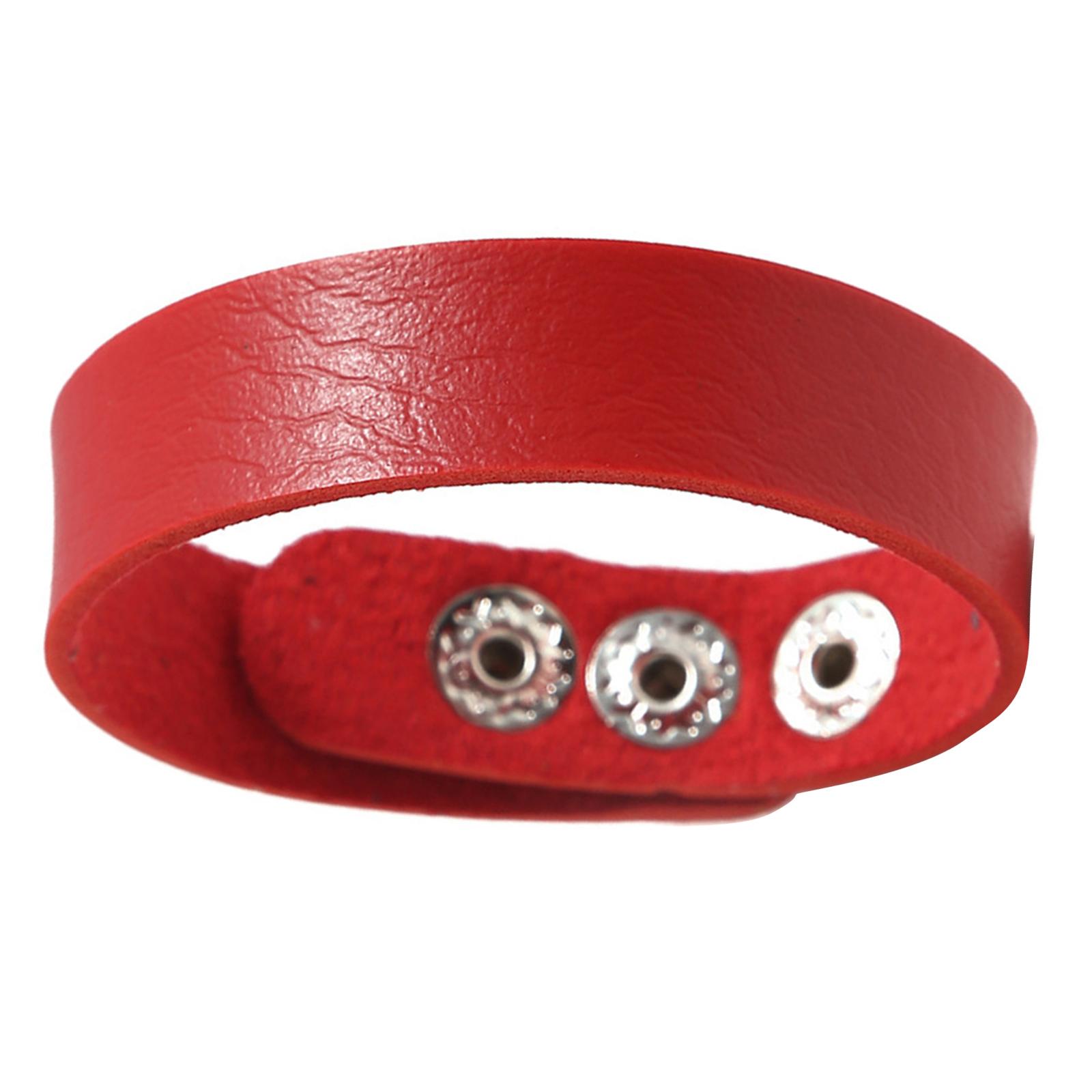 

Регулируемый кожаный браслет со скользящей застежкой, подходит для запястья 14-22 см, элегантный ПУ материал, модный унисекс ювелирный аксессуар красный