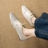 Fashion 2025 Summer New Women Flat Shoes Round Toe Hollow Out Basic Casual Working Comfortable Soft Genuine Leather Shoes Woman Concise
