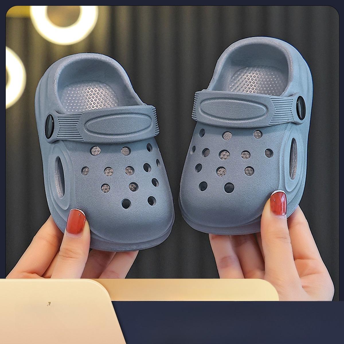 

Kids Sandals Hole Children s Shoes Slippers Soft Anti-Skid Simple DIY Design Hole Baby Shoes Sandy Beach For Boys Girls 26-27