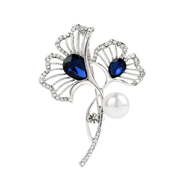 

Броши в виде листьев гинкго для женщин, жемчужные листья, брошь-булавка, корсаж, классические украшения для вечеринок, аксессуары серебряный