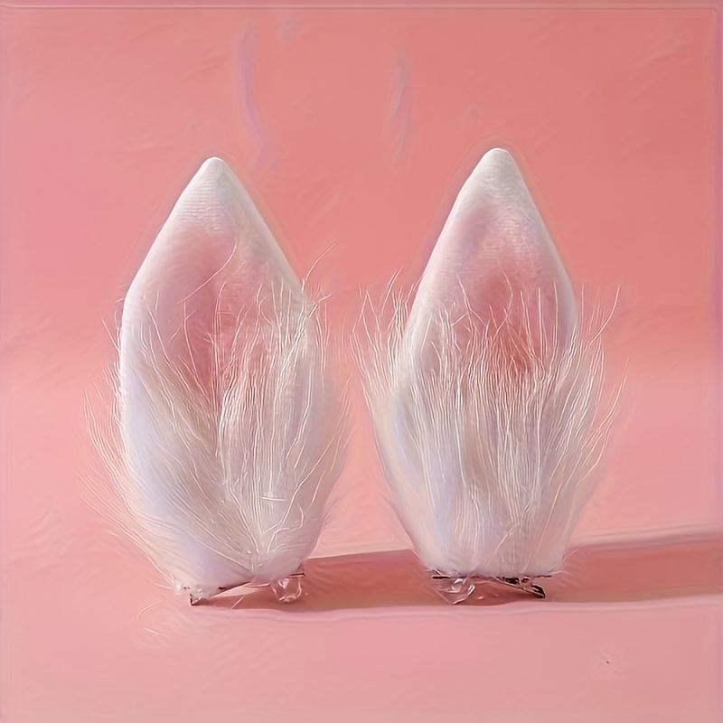 2pcs Rabbit Ear Hair Clip,Perfect for Costume,Sweet Colors and Water Drop Design,Suitable for All Season,Festive Hair Accessory