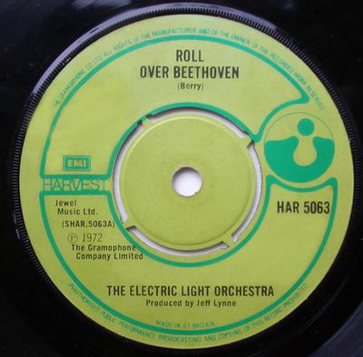 Disco de 7 polegadas ELECTRIC LIGHT ORCHESTRA - Roll Over Beethoven HAR5063 Harvest 1973 Reino Unido Rock Usado