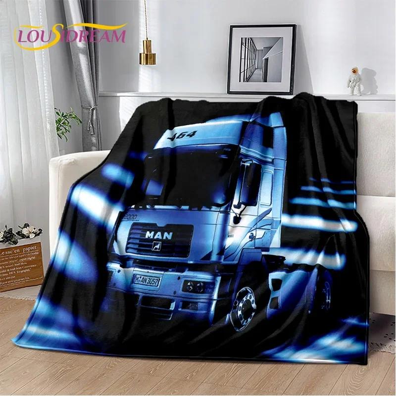 Coperta morbida in flanella 3D con motivo Camion per Letti Camera da letto Divano Picnic, Coperta da lancio per Coprire Tempo libero all'aperto Riposo Regalo