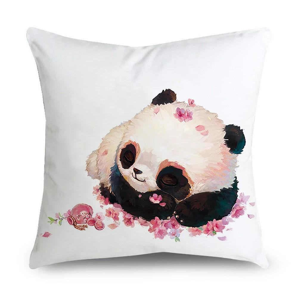 Pillowcase Office Decor Cushion Cover Cute Panda Pattern Home Square