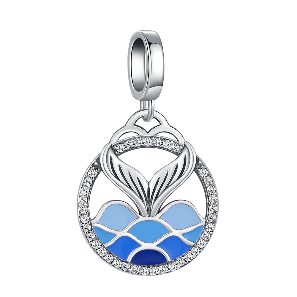 New Copper Mermaid Charm Ocean Glass Beads Pendant Fit Original Bracelet For Women Diy Gift Making Jewelrygift