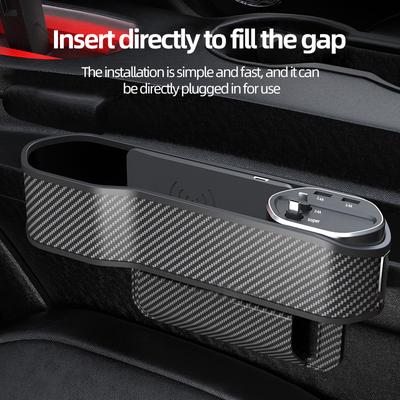 Auto Spalt Aufbewahrungsbox Sitz Lücke Organizer Unterstützung Wireless Super Fast Charging Dual USB Ausgang 2 Schnittstelle für
