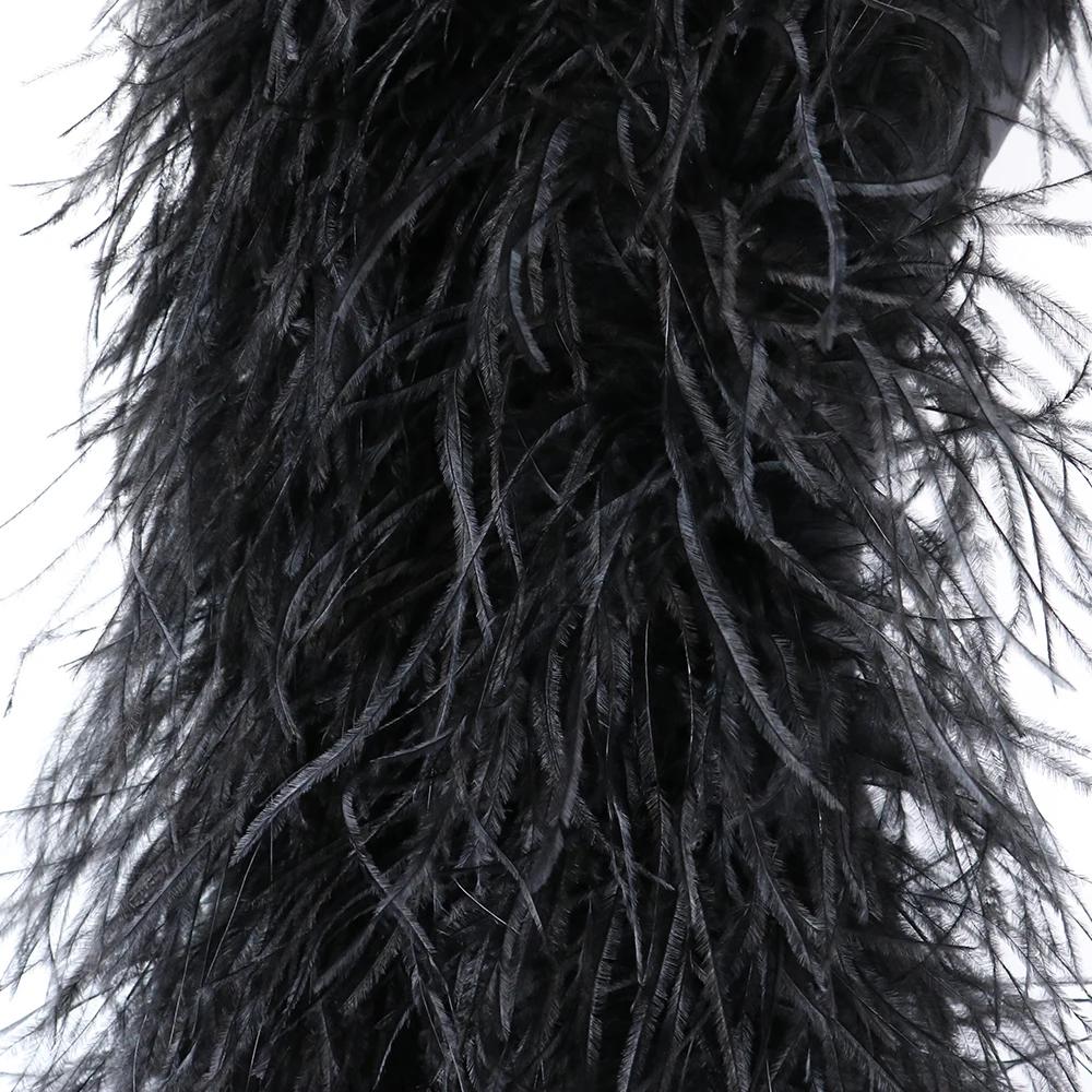 DIY 0,5 Metri Grosime Boa din Pene de Struț 2-20 Straturi Panglică Cusut Rochie Eșarfă Șal DIY Carnaval Petrecere de Nuntă Îmbrăcăminte Fustă cu Pene Decor