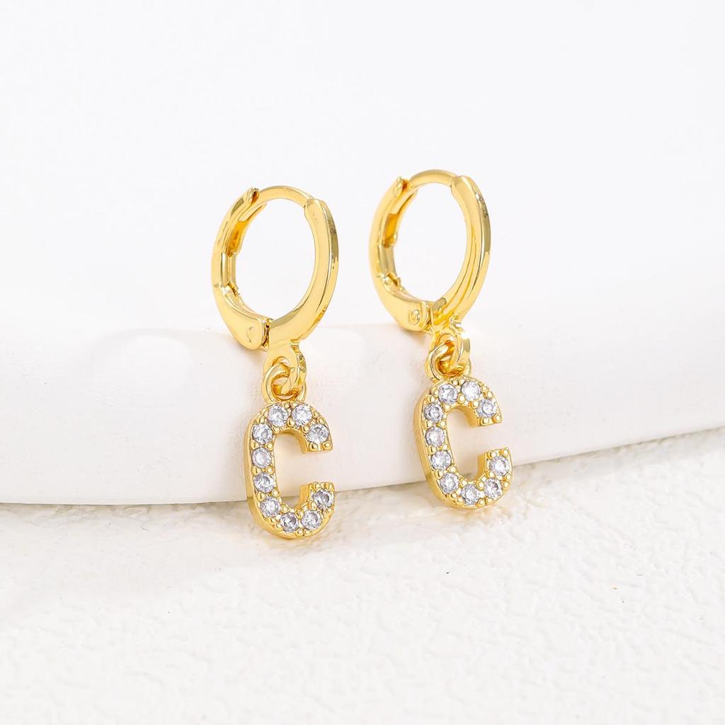 Personalized Round Ear Cuff Earrings: 26 Letters Rhinestone Inlaid, Gold & Silver for Women