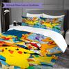 Set di biancheria da letto con stampa Pokémon da 3 pezzi include una copripiumino e una coppia di federe (riempimento non incluso), perfetto per l'uso in camera da letto.