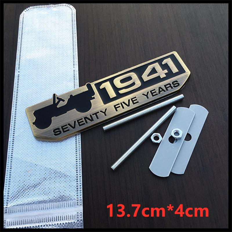 Металлическая эмблема 1941 Семьдесят пять лет Эмблема на заднюю дверь Эмблема на капот автомобиля Наклейка Логотип для Grand Cherokee Wrangler Liberty Compass