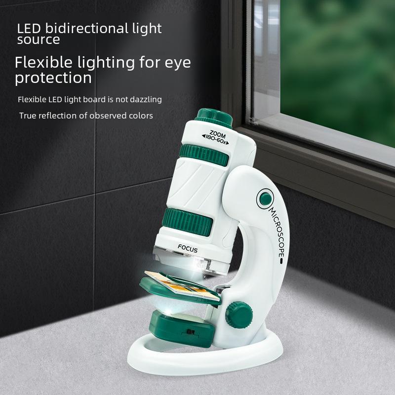 Xueyouma bärbara mikroskopsats: Uppgraderat 3-i-1-set med dubbel ljuskälla och objektglas för prover