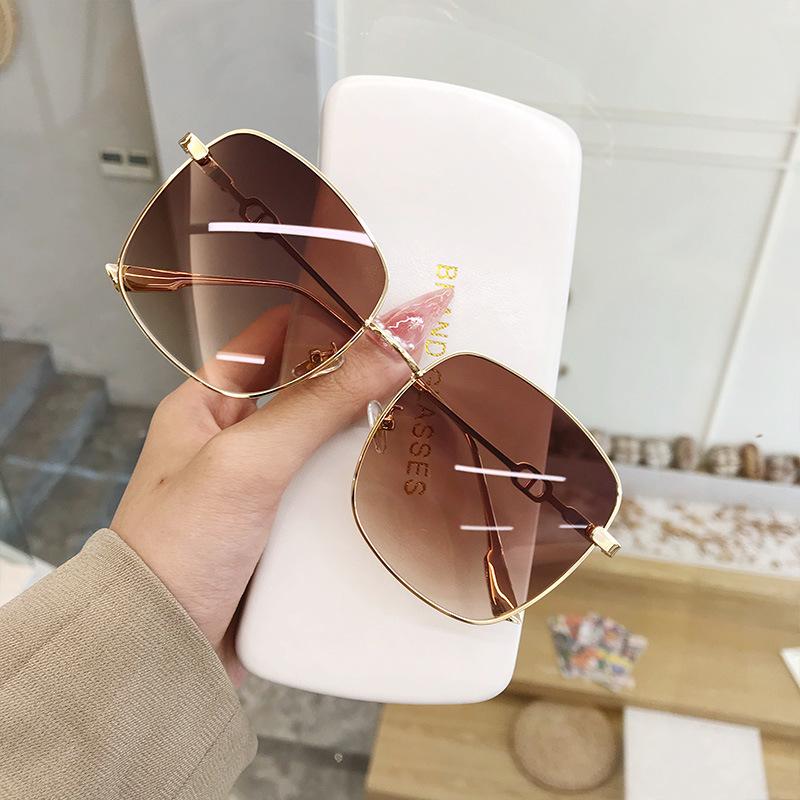 Trendy High-End Women's Square Metal Sunglasses - Internet Celebrity Style
