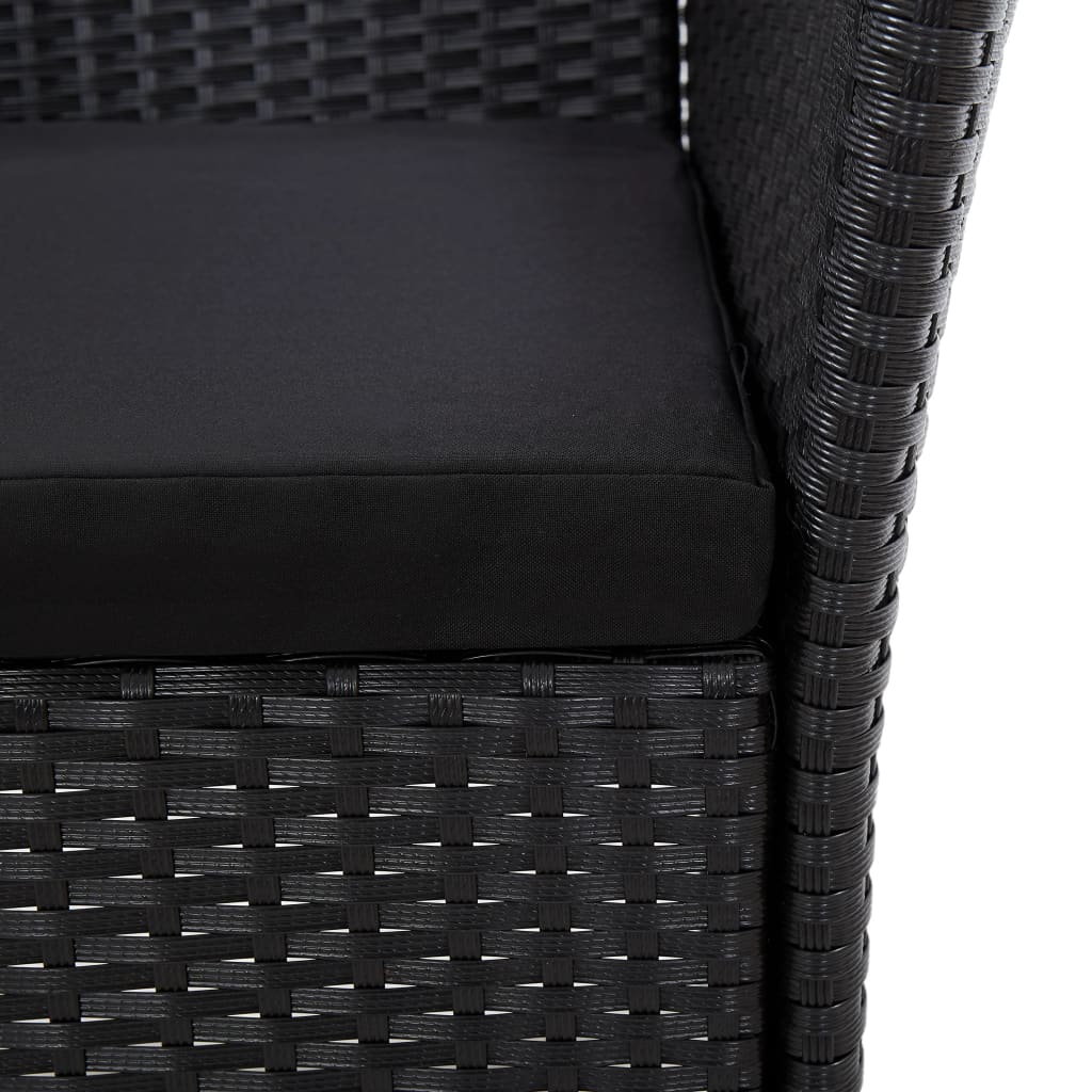 5 Piece Garden Dining Set with Cushions Poly Rattan Black