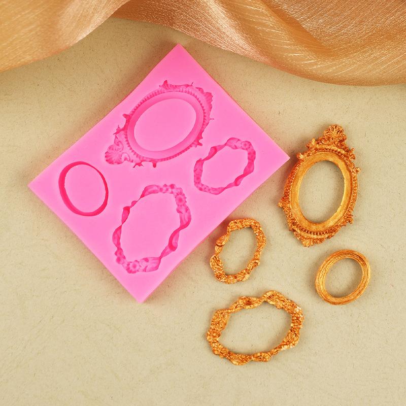 

Cake Baking Molds Silicone Molds Picture Frame Lace Mirror Shape Cake Decoration Molds 50-682-a-vintage Photo Frame розовый