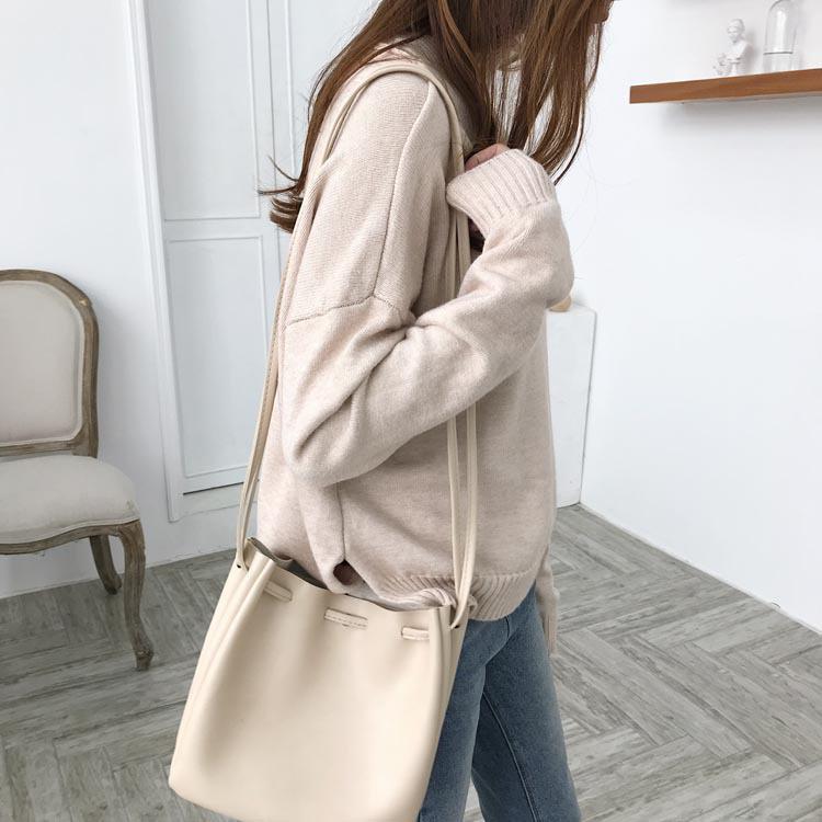 Two-piece Straight Half-high Collar Bottoming Sweater Female Commuter V-neck Loose Long Sleeve Sweater Sweater Women Sets Spring